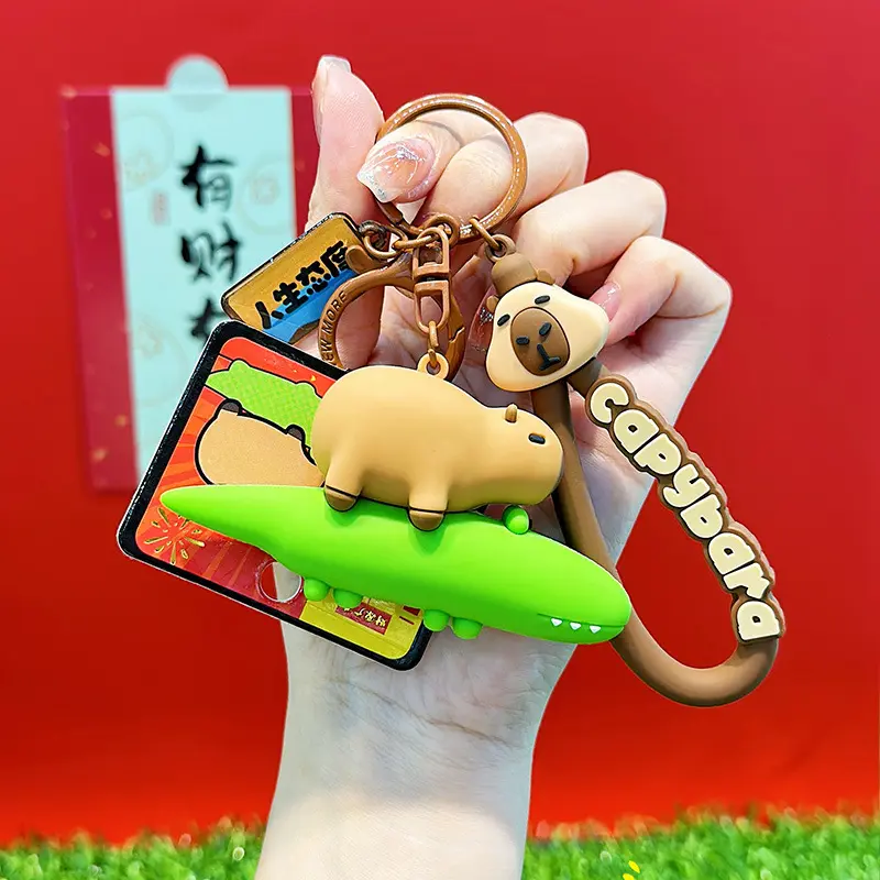 Creative PVC Animal Capybara Giocattoli Kawaii Volanti Capybara Portachiavi Capymuas Giocattoli PVC PVC Ornamento