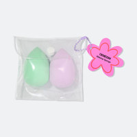 Kit de 2 éponges OEM activées par l'eau, éponges de maquillage douces et extensibles, sac en PVC portable, outil de maquillage pour la maison et le salon