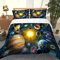 Literie pour adulte imprimée en 3D Planet Space King Ensemble de housse de couette imprimée 3 pièces Ensemble de couette en microfibre
