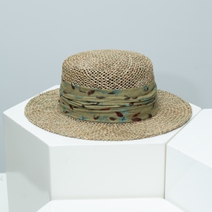 Sombrero de <span class=keywords><strong>Jazz</strong></span> de Paja Estilo Británico de Verano, 100% Hecho a Mano, con Encaje de Paja, Copa Plana, Unisex, Ajustable, para Fiestas, Viajes y Protección Solar - Product Image 6
