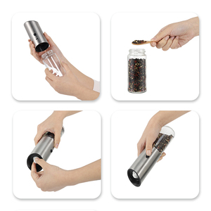 Ustensiles et Gadgets <span class=keywords><strong>de</strong></span> Cuisine : <span class=keywords><strong>Moulin</strong></span> à Épices Électrique Rechargeable Type-C à Gravité avec Broyeur en Céramique, Ensemble <span class=keywords><strong>Moulin</strong></span> à Sel et à Poivre avec Lumière LED - Product Image 5