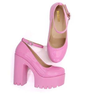 Zapatos up-4156r tacón alto grueso para mujer, calzado de fiesta con plataforma, suela gruesa, color rosa, talla 41 - Product Image 4