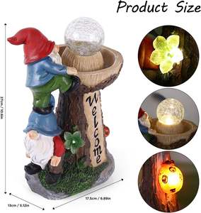 BSCI Factory <strong>Garden</strong> <strong>Gnome</strong> Statue with Solar Lights <strong>Large</strong> <strong>Garden</strong> Sculptures Funny <strong>Gnome</strong> - Product Image 2