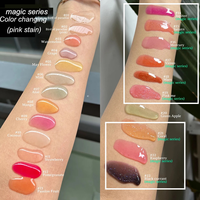 Vegan smaakmakerolie met lage minimale bestelhoeveelheid, private label lip plumper, hydraterende roze glitter, kleurveranderende lipolië met smaak.