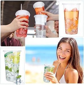 Vasos de plástico PET desechables de 32 oz con tapas planas transparentes <span class=keywords><strong>para</strong></span> bebidas frías, batidos de café helado, vasos <span class=keywords><strong>para</strong></span> beber en fiestas - Product Image 5
