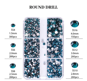 Kit de strass 3D en verre Lan Guang pour nail art, ensemble de cristaux ronds à dos plat, non thermocollants, breloques brillantes pour ongles - Product Image 6