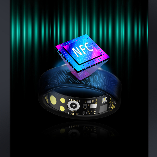 NFC Smart Ring R20 7mm Width Waterproof Stainless Steel Resin Fitness Tracker Remote Control Alarm Clock Healthy App Control