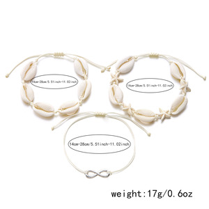 Bohemian Summer Beach Handmade Ajustável Woven <span class=keywords><strong>Rope</strong></span> Cowrie Shell <span class=keywords><strong>Ankle</strong></span> <span class=keywords><strong>Bracelet</strong></span> Branco Natural Sea Shell Pulseira para Homens Mulheres - Product Image 5