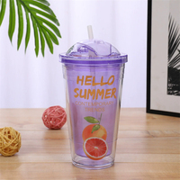 Gobelets en plastique transparent à double paroi avec couvercle et paille, à paillettes, pour café, eau et bubble tea, réutilisables