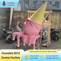 Estatua de Helado 3D Moderna y Personalizada de Fibra de Vidrio, Estatua de Resina para Decoración de Tiendas de Helados, Centros Comerciales y Exteriores