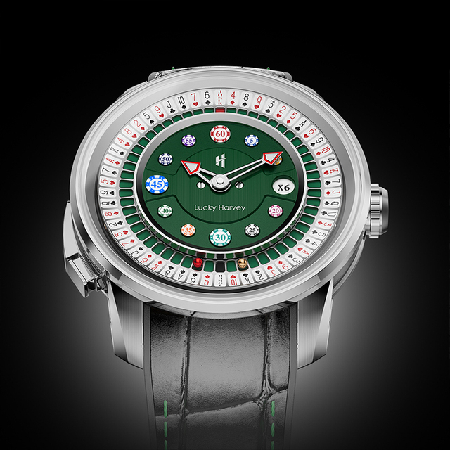 Lucky Harvey Poker Roulette Two Player Game Automatic Watch Men 43mm 316L Steel Sapphire Casino Fun ZLS302