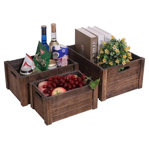 Mộc Mạc nâu trang trại THÙNG GỖ để lưu trữ trang trí hộp thiết lập của 3 thêm lớn làm tổ bằng gỗ lưu trữ Thùng - Product Image 4