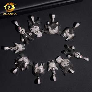 Colgante de Moda con Diseño de Dibujos Animados, Joyería Hip Hop con Incrustaciones de Moissanita, Colgante de Plata <span class=keywords><strong>925</strong></span> con Cadena de Moissanita, Colgante con Logotipo - Product Image 4