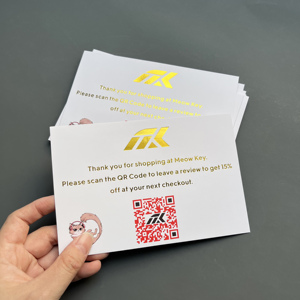 Tarjetas de Agradecimiento con Logotipo en Dorado, Impresión a Todo Color, Código QR, Vales de Descuento, Recordatorio de Reseñas, Personalizables al por Mayor - Product Image 2
