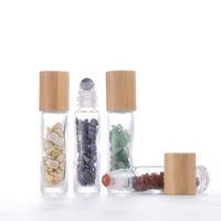 10ml 30ml 50ml Bouteille en verre vide Bouteille d'huile essentielle transparente Unique avec bille roulante en pierre précieuse de quartz