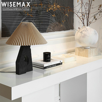 WISEMAX FURNITURE Tissu français léger luxe en fibre de verre Lampe de table LED Lampe de bureau Décoration intérieure pour villa Maison Salle d'étude Chambre à coucher