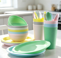 Ensemble de vaisselle pour enfants en plastique incassable, assiettes, bols, tasses, couverts pour tout-petits