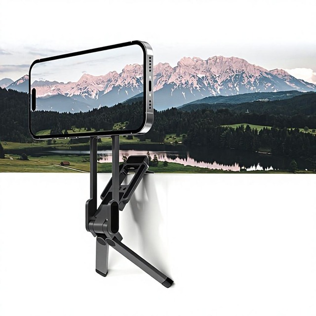 N52 Double-sided Magnetic Phone Tripod Aluminum Alloy Foldable Strong Magnet Stand for Desktop Vlogging Live