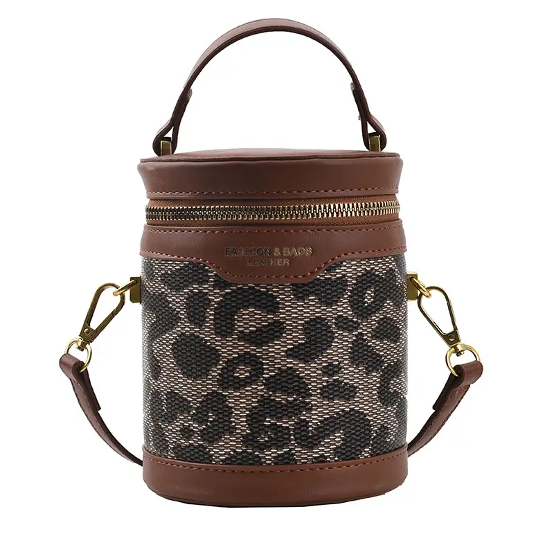 Korea Fashion Winter PU Leather With Leopard Print Women Handbag Cute Fashionable Purse For Girls