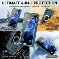 SHELLBOX Hitam/Biru Danau Gaya Mars Anti-jatuh Tahan Air Casing Ponsel untuk Samsung Galaxy S25 Ultra Dengan Pelindung Layar Terintegrasi