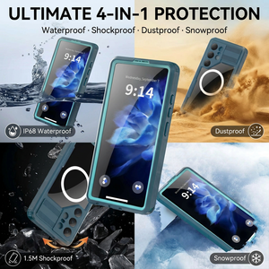 Custodia per telefono SHELLBOX Nera/Azzurra Stile Marte Anti-caduta Impermeabile per Samsung Galaxy S25 Ultra con Protezione Schermo Integrata - Product Image 2