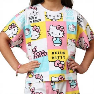 Conjunto de Dos Piezas RioLeaf Personalizado para Niñas, Estampado de Dibujos Animados Otoñales, Casual, Ecológico, Shorts de Algodón y Spandex y Top de Manga Corta, con Logotipo - Product Image 3