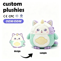 Peluche personnalisée en coton conçue par IA, licorne, chaton, animal en peluche, logo personnalisé, poupée mignonne, souvenir, cadeau d'événement