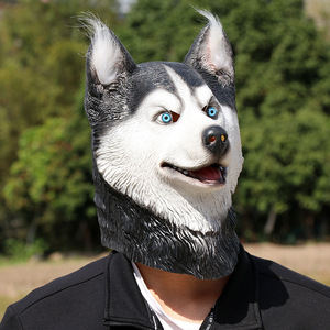 Máscara de Perro <span class=keywords><strong>Husky</strong></span> al por Mayor, Máscara de Látex de Cabeza Completa de Animal, Disfraz para Halloween, Carnaval, Fiesta de Disfraces - Product Image 1
