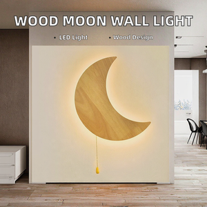 Lampada <span class=keywords><strong>da</strong></span> <span class=keywords><strong>Parete</strong></span> Creativa a Forma di Luna in Legno |   Design Moderno con Garanzia di 3 Anni |   Luce Notturna LED <span class=keywords><strong>per</strong></span> <span class=keywords><strong>Camerette</strong></span> dei Bambini, Camere <span class=keywords><strong>da</strong></span> Letto, Asili e Soggiorni - Product Image 5