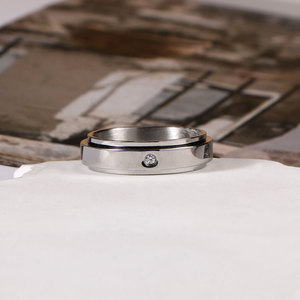 Minimalist Rotating <b>Ring</b> With Diamond Stainless Steel Unisex Everyday Wear SA1215 - Product Image 3