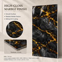 Revêtement mural en PVC MORLENX Charcoal Black Gold Fracture UV Marble Sheet pour projet de hall d'hôtel de luxe