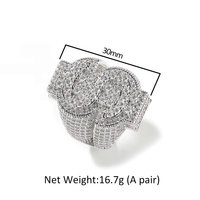 Bague Cocktail en Argent 925 Plaqué Or avec Moissanite VVS Couleur D, Motif Dollar, pour Hommes Style Hip Hop (Sertissage Pavé)