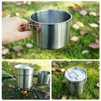 Ensemble de cuisine pliable durable en acier inoxydable 304 en 2 pièces, parfait pour la randonnée, le camping et la cuisine en plein air