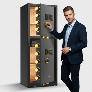 Home Office Large Double-door Fingerprint Password Key <b>Lock</b> Steel <b>Safe</b> 1 Meter High Durable Storage Confidential File Cabinet - Product Image 2