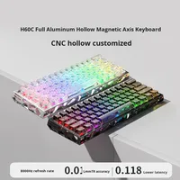 Clavier de jeu personnalisé haut de gamme à 61 touches avec rétroéclairage RVB, axe magnétique creux en alliage d'aluminium CNC