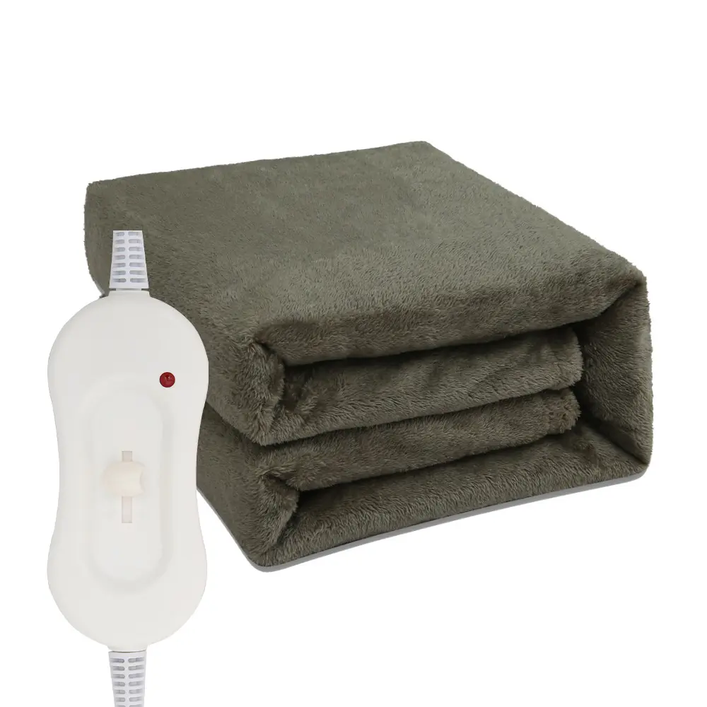 Manta de lana de franela con calefacción doble, manta eléctrica lavable a máquina, con control remoto LCD retroiluminado