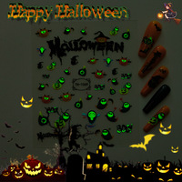 Autocollants lumineux fantôme d'Halloween OEM en gros pour nail art, autocollants personnalisés pour cicatrices