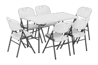 Table pliante en plastique blanc de 4 pieds, design pliable pour économiser de l'espace, pour la maison et le jardin