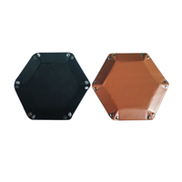 Plateau de rangement pliable hexagonal en cuir PU double couche pour dés, style moderne et luxueux, pour cuisine, salle de bain, salon, DND - Vente en gros