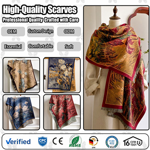Écharpe enveloppante chaude et épaisse pour femme, motif rose et lotus peint à l'huile, avec franges, pour l'automne, les voyages et l'usage quotidien – Meilleure vente - Product Image 1