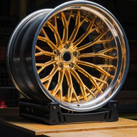 Nouvelles jantes en alliage d'aluminium forgé concave dorées en 2 parties, 18-21 5x112 114.3 120, adaptées aux Audi, sur mesure