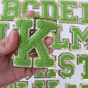 En stock broderie 3D chenille paillettes lettre appliquée technique fer sur patch designer pour vêtements - Product Image 6