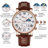 Montre de luxe CHENXI 973 pour homme, montre à quartz avec phase lunaire et date, étanche 30M, multifonctionnelle