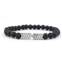 Bracelet diffuseur en perles de pierre de lave de 8 mm, perles de yoga en pierre naturelle, ensemble de bijoux élastiques pour femmes et hommes
