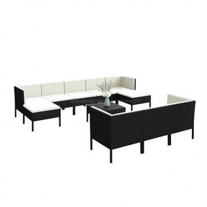 Ensemble de salon de jardin noir en rotin, mobilier d'extérieur 6 places, résistant aux intempéries, design contemporain - Product Image 1