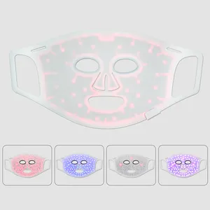 신제품 출시 실리콘 LED 라이트 테라피 뷰티 마스크 얼굴 용 적외선 레드 라이트 트리트먼트 근처 4 색 뷰티 케어 마스크