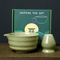 Bol à Matcha Chawan en céramique personnalisé et ensemble porte-fouet Ensemble Matcha essentiel japonais avec boîte cadeau Chawan en céramique