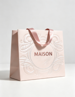 Sac à main d'emballage de boutique en papier artistique, fabriqué à la main, respectueux de l'environnement, en matériaux recyclés, avec procédé de gaufrage tridimensionnel