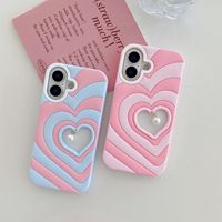 Coque de luxe en perles creuses en forme de cœur pour iPhone 17 16 Pro Max, design à bords ondulés, style estival, respirante et antichoc