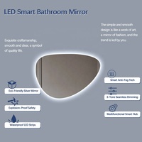 Miroir LED en galets organiques nordiques avec rétroéclairage, miroir intelligent asymétrique minimaliste pour la conception de salles de bain d'hôtels modernes